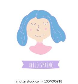 Cute girl vector spring theme.