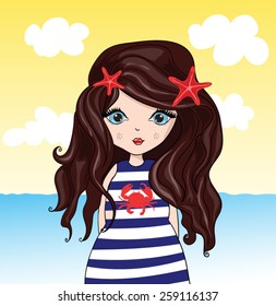 cute girl vector. summer time
