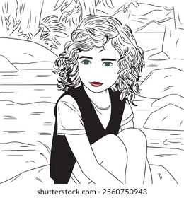 Cute Girl vectors art eps