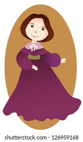 Cute girl in victorian dress.