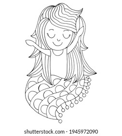 Cute girl wakes up in the morning. Feeling sleepy. Vector Illustration. 