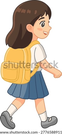 Cute Girl Walking To School