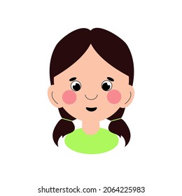 cute girl with wavy brown hair braided in two ponytails