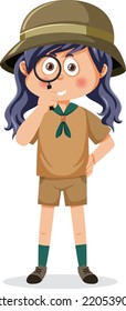 Cute girl wearing camping outfit illustration