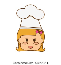 cute girl wearing chef hat over white background. colorful design. vector illustration
