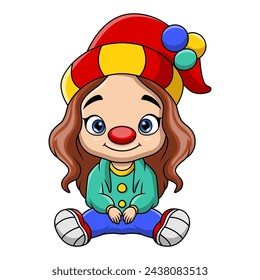 Cute girl wearing costume clown