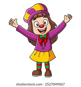 Cute girl wearing costume clown