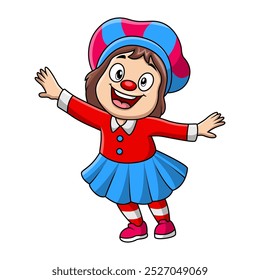 Cute girl wearing costume clown