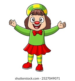 Cute girl wearing costume clown
