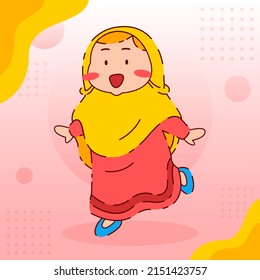 Cute Girl Wearing Hijab with Happy Expression