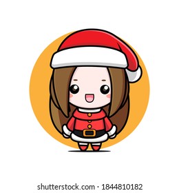 Cute girl wearing santa costume vector design