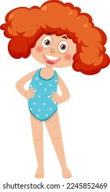Cute girl wearing swimsuit illustration