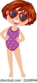 Cute girl wearing swimsuit illustration
