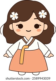 Cute Girl Wearing Traditional Hanbok