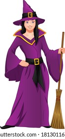 cute girl wearing witch costume