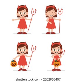 Cute Girl Wearing Witch Costume for Halloween Stock Vector