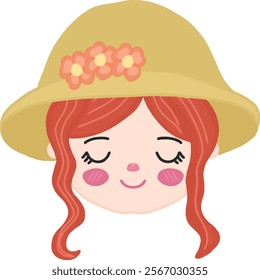 a cute girl wearing yellow hat illustration