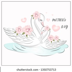 Cute Girl White Swan Mother's Day Frame