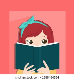 Cute girl who is a book lover, she always reads books everywhere