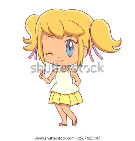 Similar – Image, Stock Photo Cute girl winking at camera on blurred background