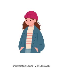Cute girl in winter clothes. Vector illustration in cartoon style.