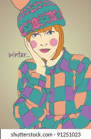 cute girl with a winter hat