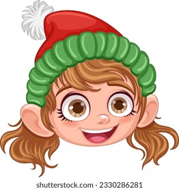 Cute Girl in Winter Hat with Pom Pom Cartoon Character illustration