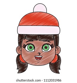 Cute girl with winter hat scribble