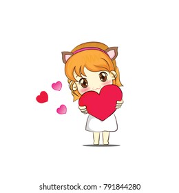 Cute girl would like to give her love to everyone.
Love is all around.