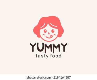 Cute girl yummy logo design template