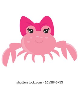 Cute girlish crab vector cartoon illustration