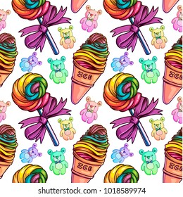 Cute girlish seamless pattern vector illustration for print and package