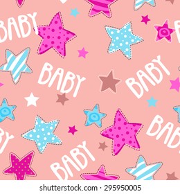 Cute girlish seamless pattern, vector endless square texture tile