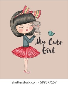 cute girl/romantic girl/girl vector