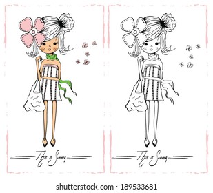 cute girls and butterfly