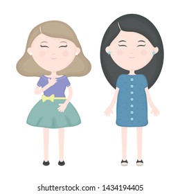 cute girls characters vector illustrator