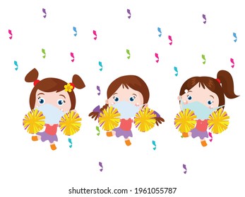 Cute girls cheers cartoon 2d vector concept for banner, website, illustration, landing page, flyer, etc.
