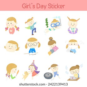 Cute Girl's Day Sticker Set