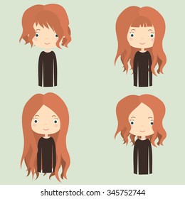 Cute girls with different hairstyles. Hair.Vector illustration