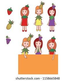 Cute Girls gang  in Variety of fruits costume  