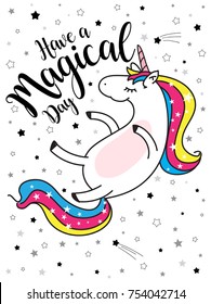 cute girls magical unicorn,sweet kids graphics for t-shirts and phone case, also you can use as wallpaper,Template for design cards, notebook, shop, poster.