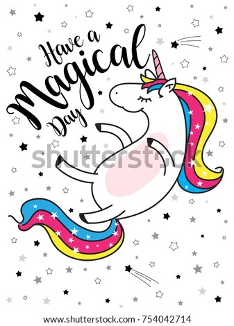 Cute Girls Magical Unicornsweet Kids Graphics Stock Vector Royalty