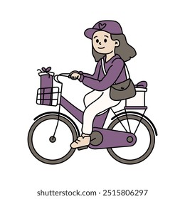 Cute Girls Riding Bicycle - Courier