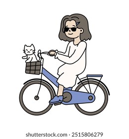 Meninas Bonitas Andando De Bicicleta - Passeio Por Aí Com Gato