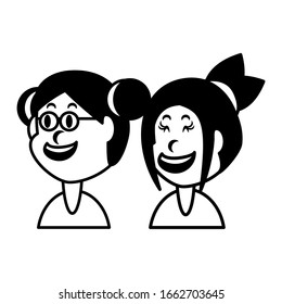 cute girls smiling on white background vector illustration design
