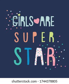 cute girls star slogan print