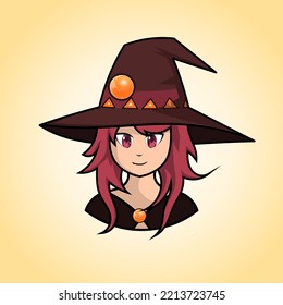 Cute Girls Wizard Mascot,Character Cartoon Icon