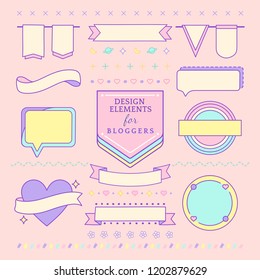 Elementos de diseño de corte y circunferencia para vector de bloggers