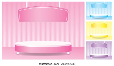atril lindo de visualización de chicas con signo colgante en la colección de escenas pastel dulce 3d ilustración vector para poner tu objeto