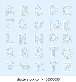 Cute girly flower vector alphabet.